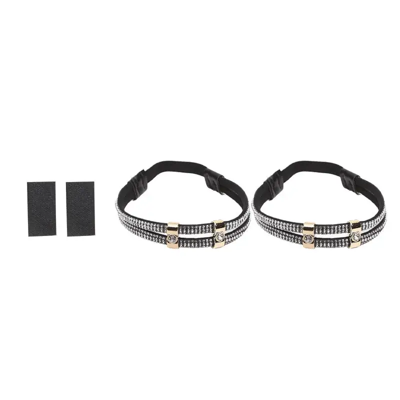 1Pair Rhinestone High Heels Shoes Band Anti-loose Women Diamond Shoelaces Anti-drop Heel Straps Belt Drill Elastic Fixed Belts