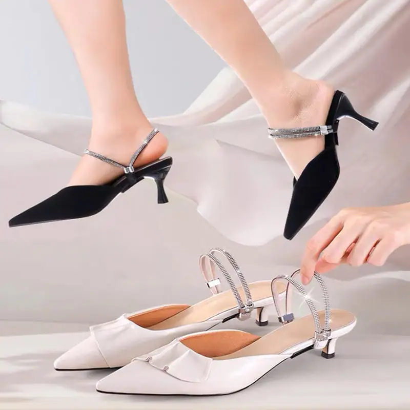 1Pair Rhinestone High Heels Shoes Band Anti-loose Women Diamond Shoelaces Anti-drop Heel Straps Belt Drill Elastic Fixed Belts