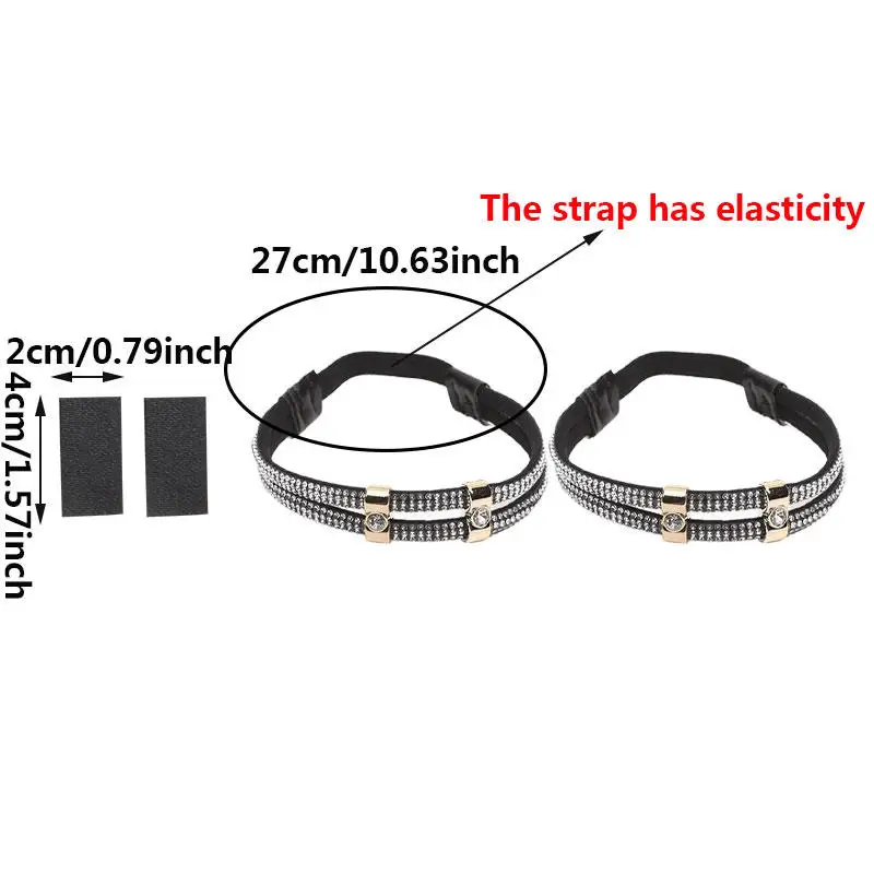 1Pair Rhinestone High Heels Shoes Band Anti-loose Women Diamond Shoelaces Anti-drop Heel Straps Belt Drill Elastic Fixed Belts