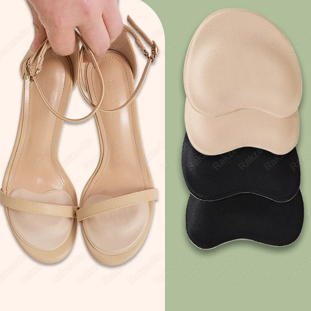 4Pairs Sponge Shoes Pads for Woman High Heels Long Time Standing Pain Relief Insoles Non-Slip Forefoot Pads for Big Shoes Insert