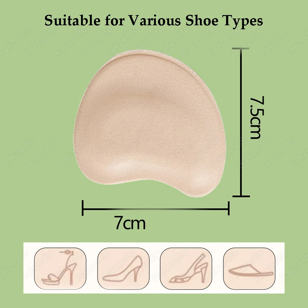 4Pairs Sponge Shoes Pads for Woman High Heels Long Time Standing Pain Relief Insoles Non-Slip Forefoot Pads for Big Shoes Insert