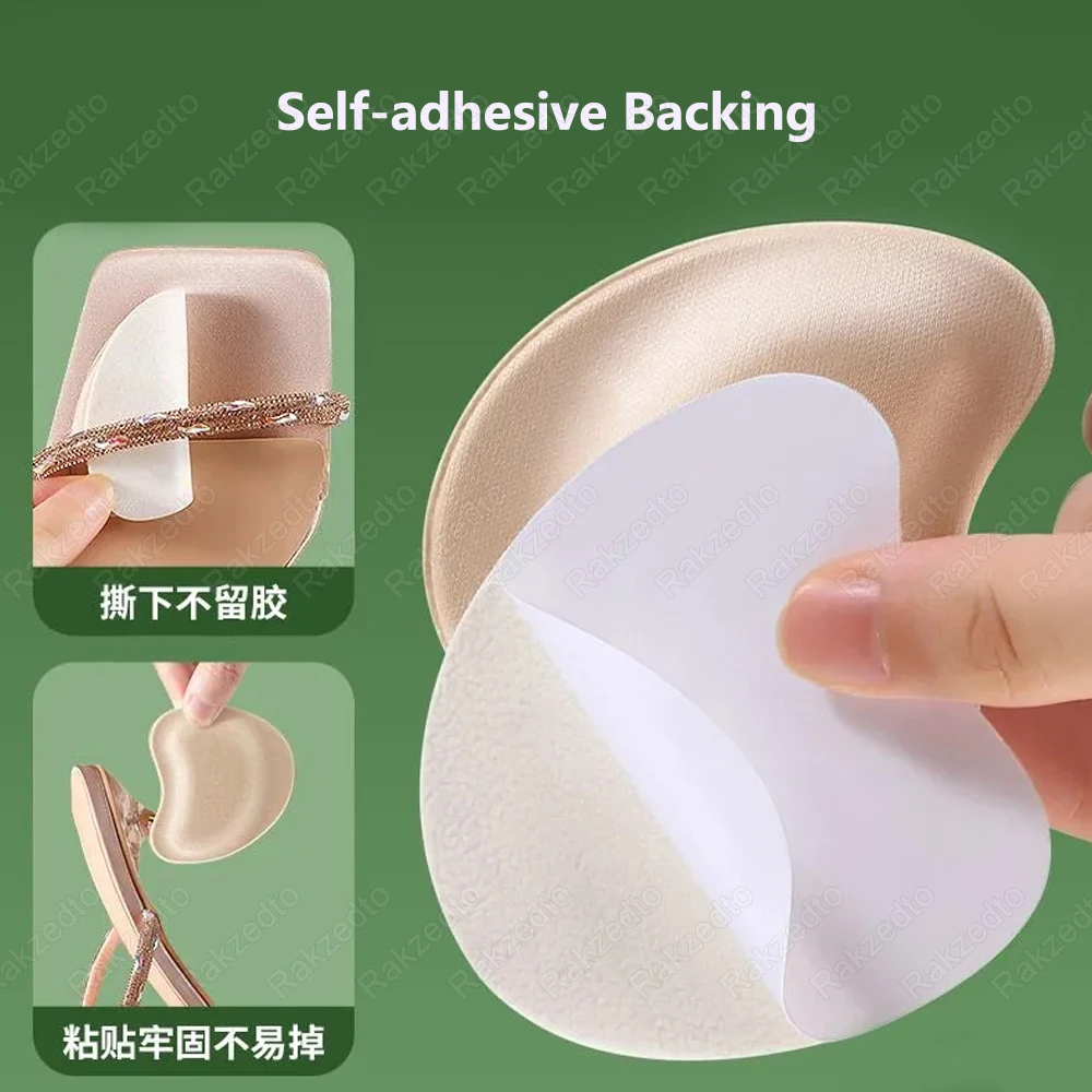 4Pairs Sponge Shoes Pads for Woman High Heels Long Time Standing Pain Relief Insoles Non-Slip Forefoot Pads for Big Shoes Insert