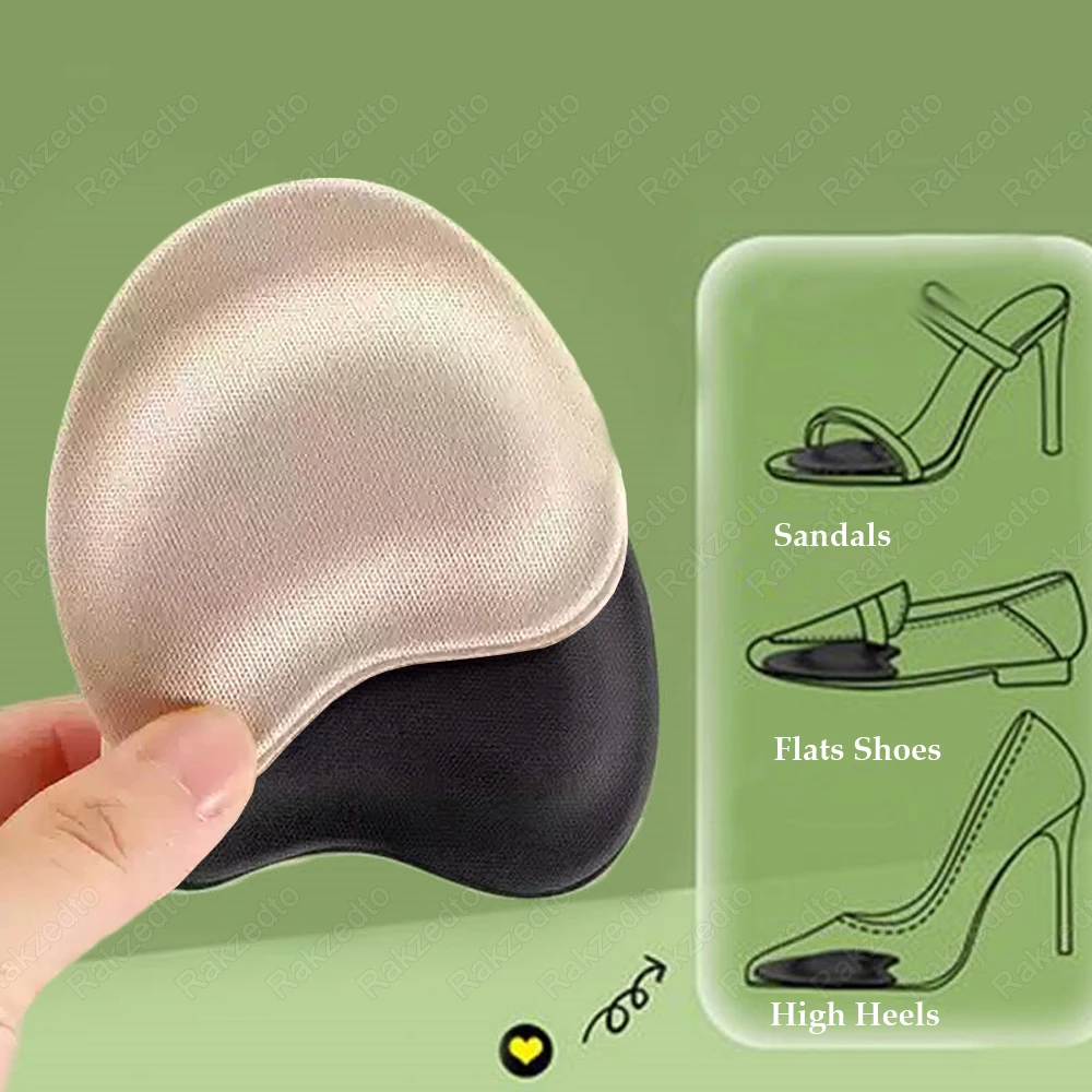 4Pairs Sponge Shoes Pads for Woman High Heels Long Time Standing Pain Relief Insoles Non-Slip Forefoot Pads for Big Shoes Insert