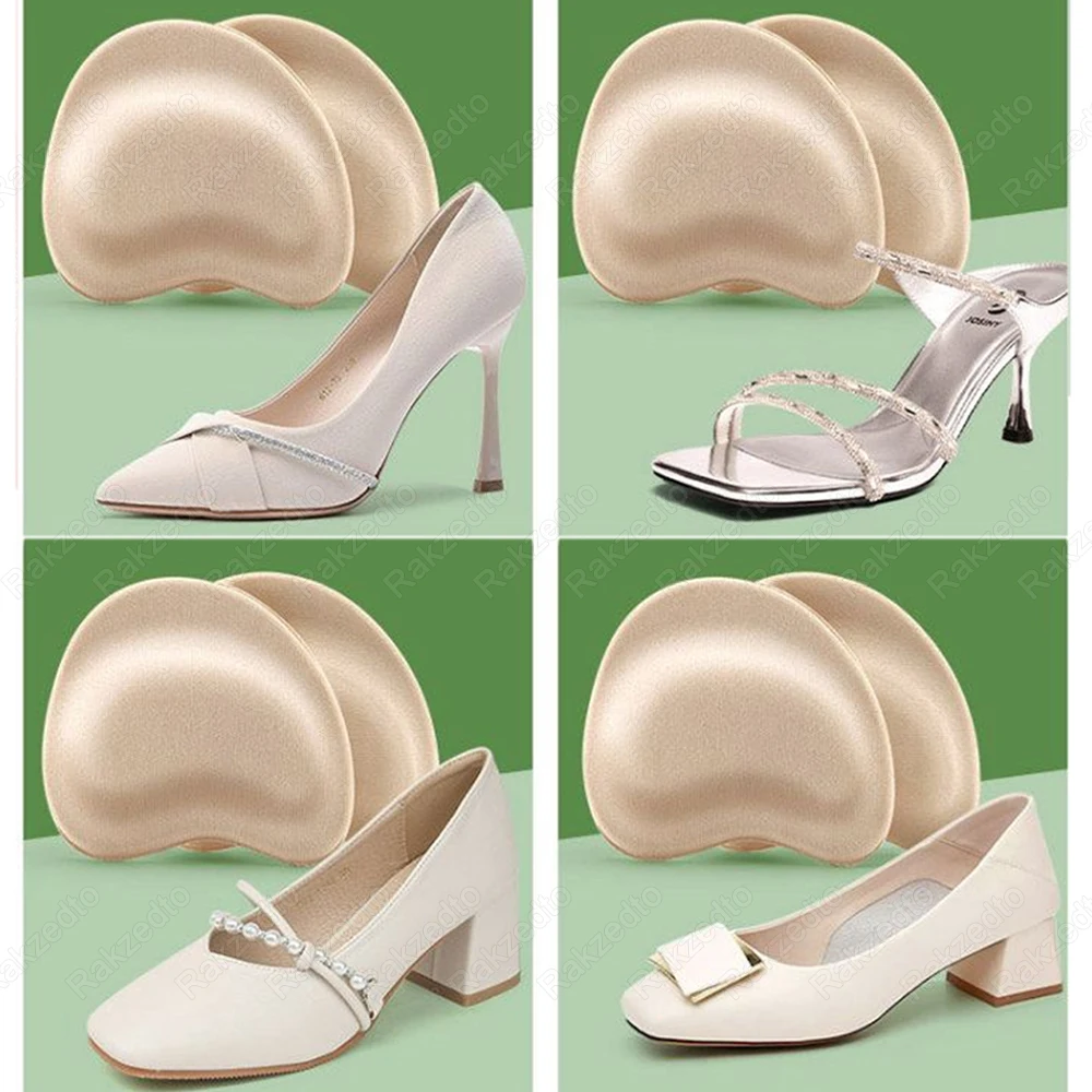 4Pairs Sponge Shoes Pads for Woman High Heels Long Time Standing Pain Relief Insoles Non-Slip Forefoot Pads for Big Shoes Insert