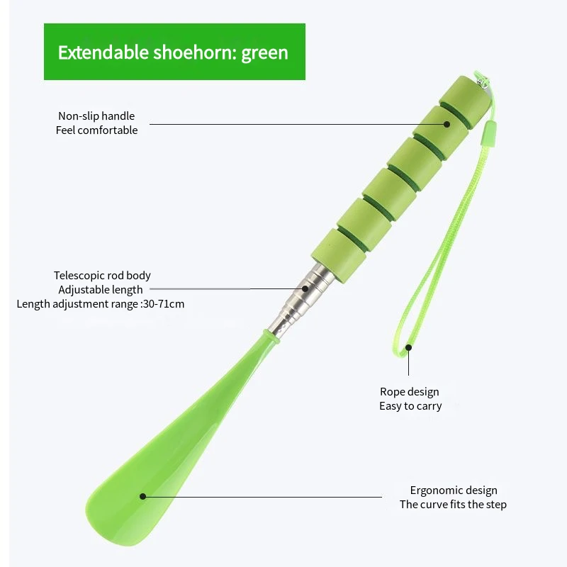 Stretchable Long Shoe horns 30cm-71cm Metal Shoehorn pregnant woman elderly Shoe spoon No bending over Wearing Shoe spatula 1Pcs
