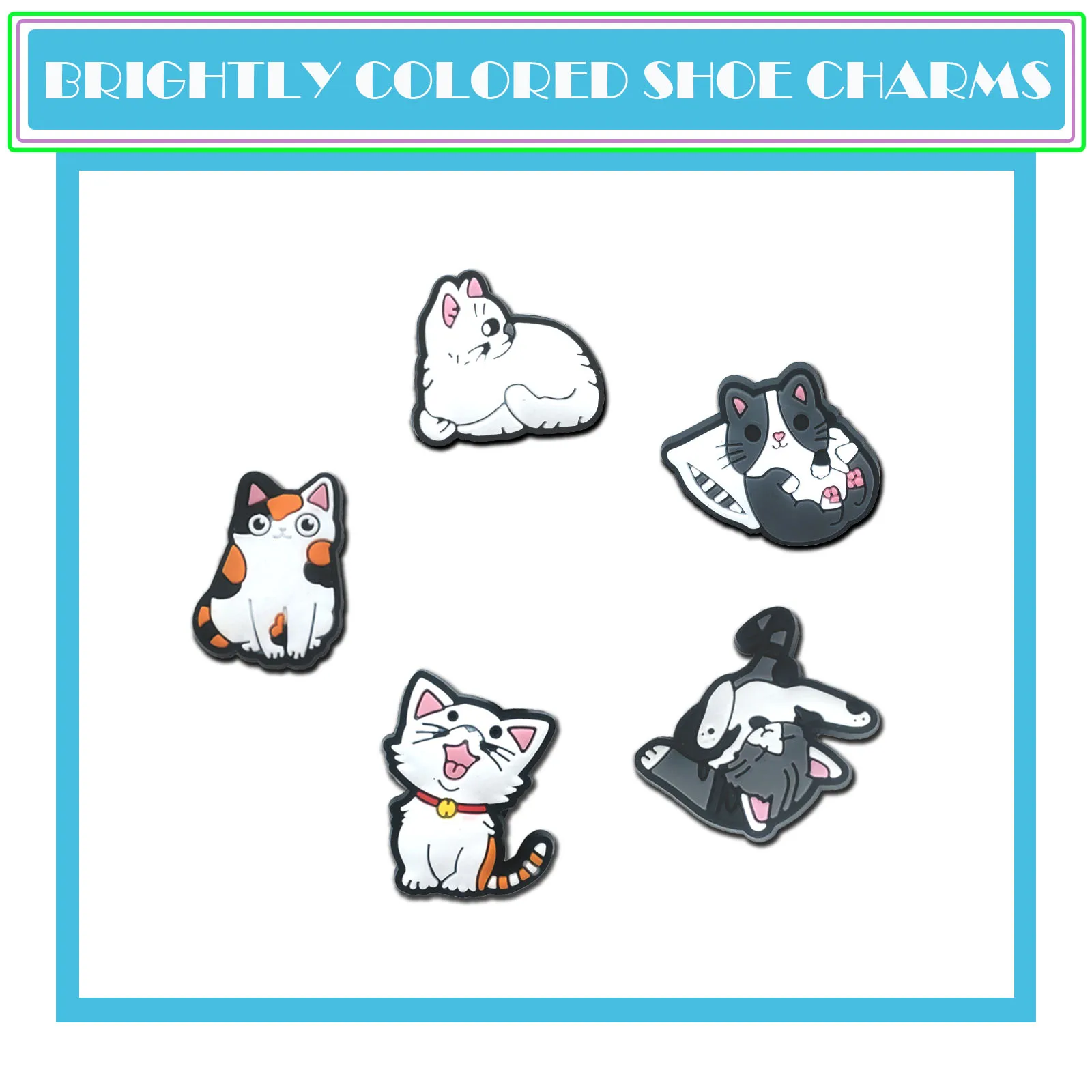 21Pcs Cute Cat Series Shoe Charms For Shoe Key Chain Sandals Beach Bags, PVC DIY Shoe Decorations Accessories Shoes Pins