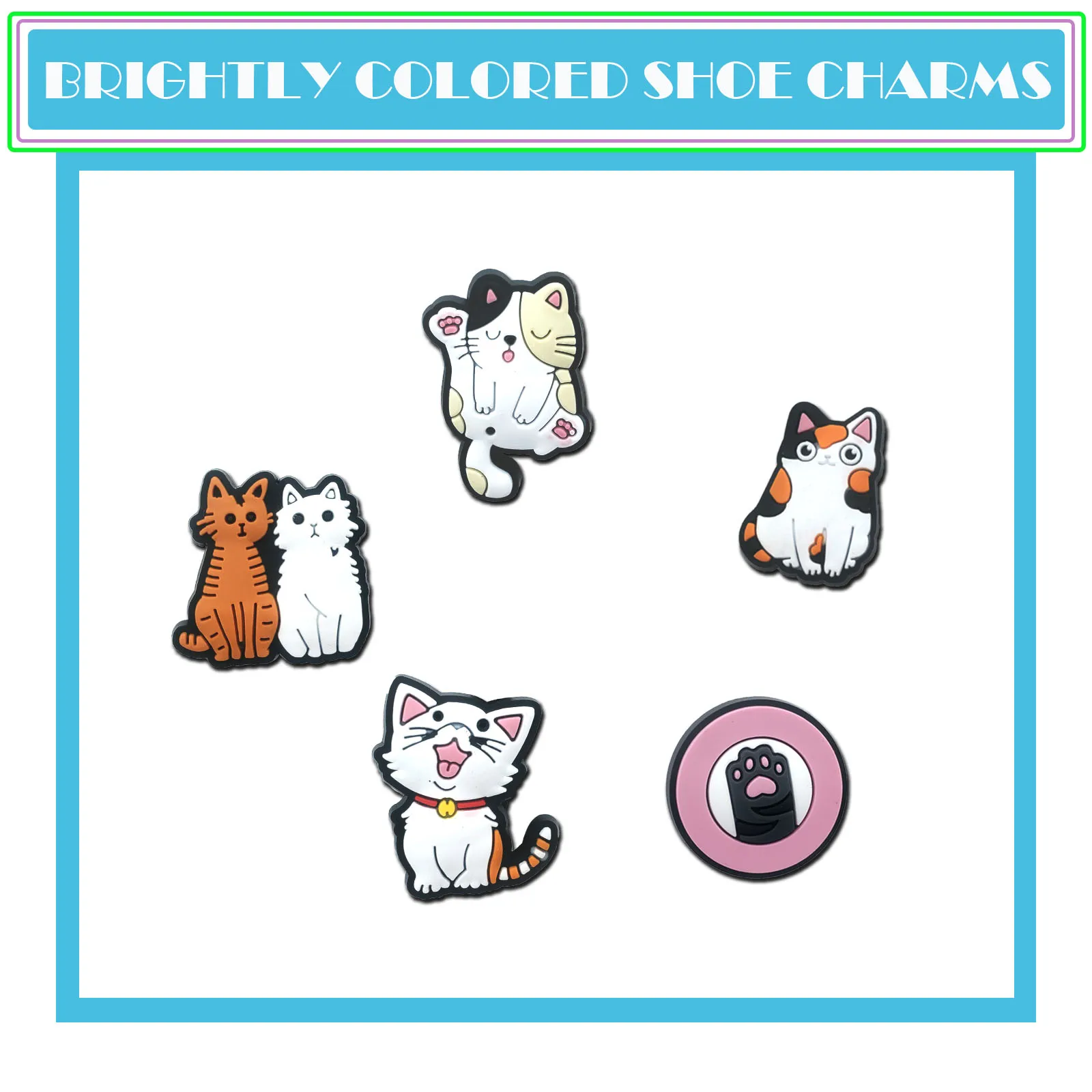21Pcs Cute Cat Series Shoe Charms For Shoe Key Chain Sandals Beach Bags, PVC DIY Shoe Decorations Accessories Shoes Pins