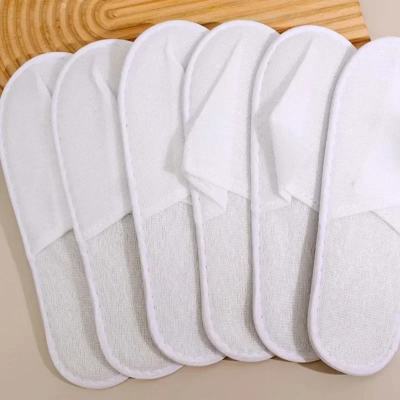 Disposable Slippers White Non Slip Unisex Hotel Spa Travel Slippers Lightweight Eco Friendly Comfortable Soft Slipper Women Men