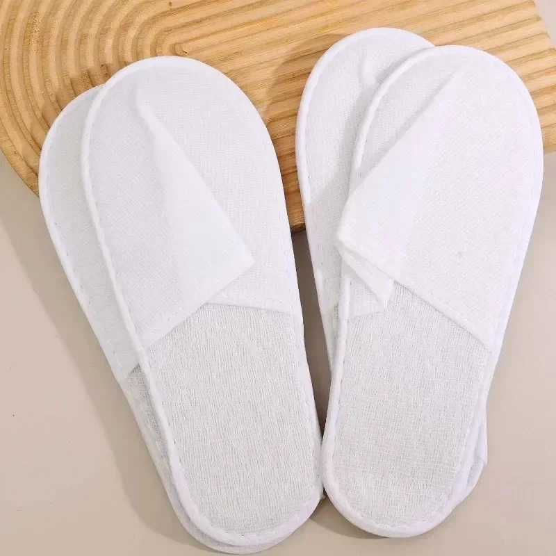 Disposable Slippers White Non Slip Unisex Hotel Spa Travel Slippers Lightweight Eco Friendly Comfortable Soft Slipper Women Men