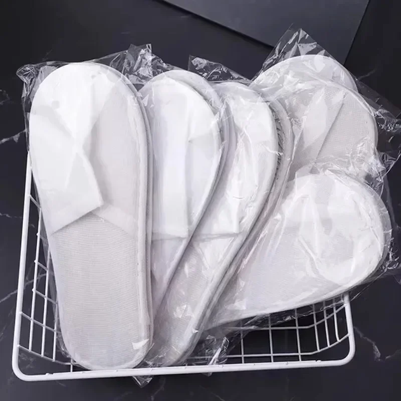 Disposable Slippers White Non Slip Unisex Hotel Spa Travel Slippers Lightweight Eco Friendly Comfortable Soft Slipper Women Men