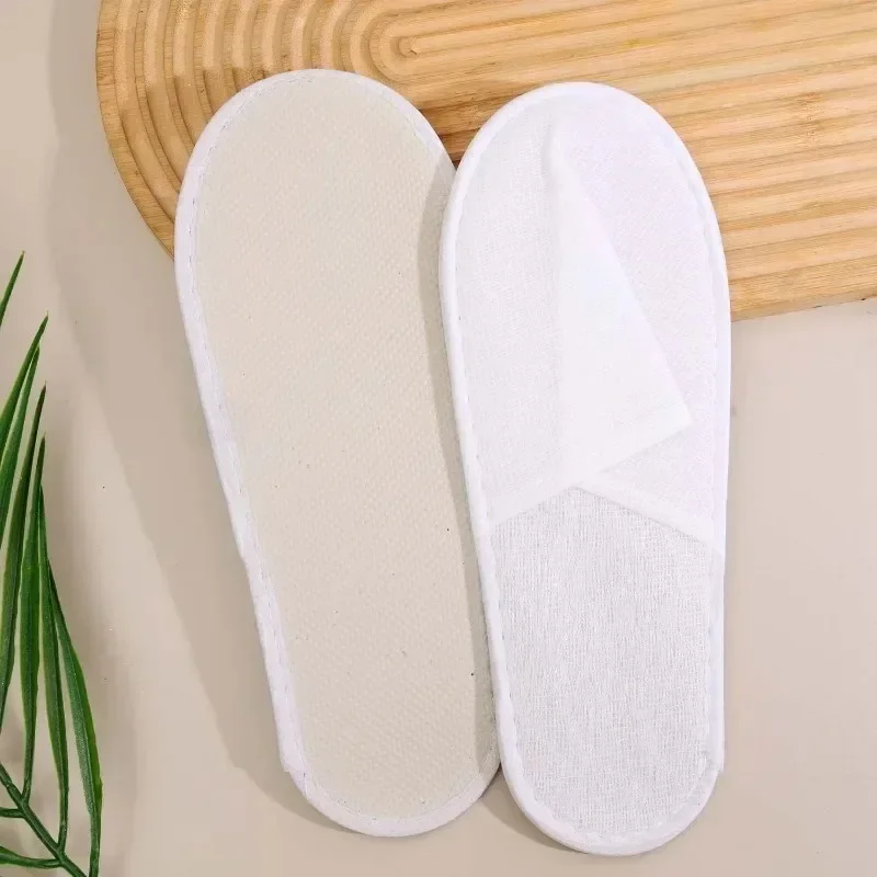 Disposable Slippers White Non Slip Unisex Hotel Spa Travel Slippers Lightweight Eco Friendly Comfortable Soft Slipper Women Men