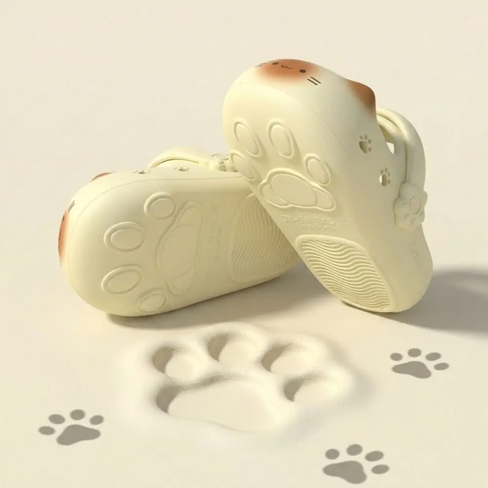 Adorable Waterproof Cat Slippers Anti Slip Bottom Cat Paw Small Cat Mules Closed Toe Soft Bottom Cat Paw Slippers Outdoor Indoor
