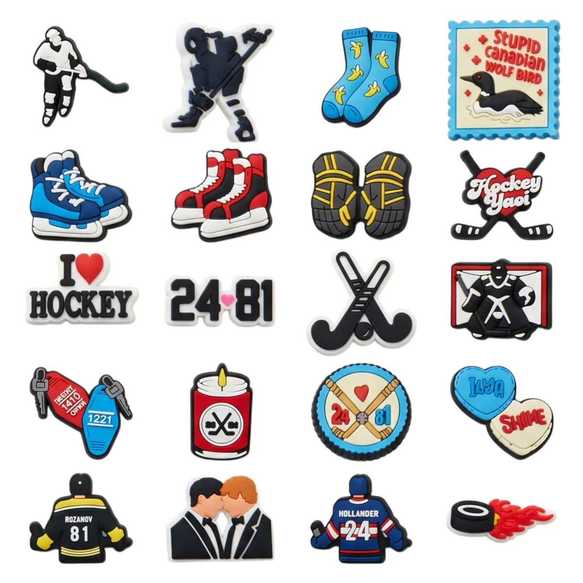 1-20Pcs Ice Hockey Character Adult PVC Garden Shoes Buckle Charms Canadian Sport Sandal Accessories DIY Fashion Bracelet