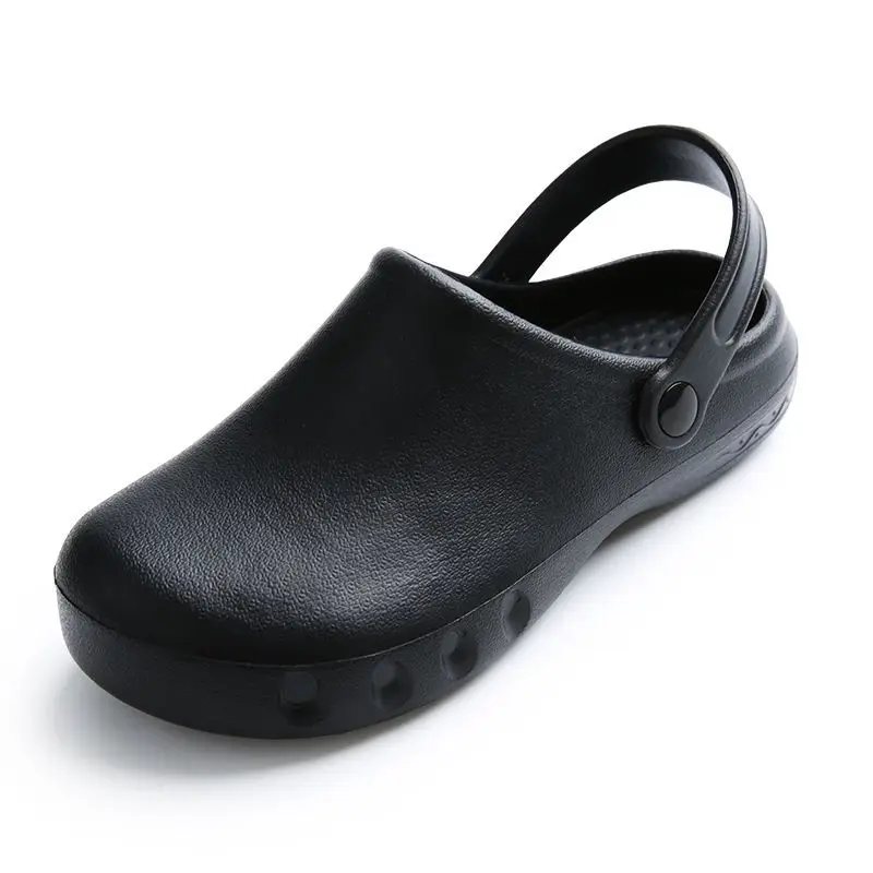 Unisex Non-Slip Eva Sole Shoes - Comfortable Black Work Shoes Suitable for Nurses, Chefs, and Office Use, with Easy Slip-On Design, Tire-Textured Soles for Enhanced Grip, Chef's Clogs, Slip-On Footwear, Durable Slippers, Non-Slip Work Shoes
