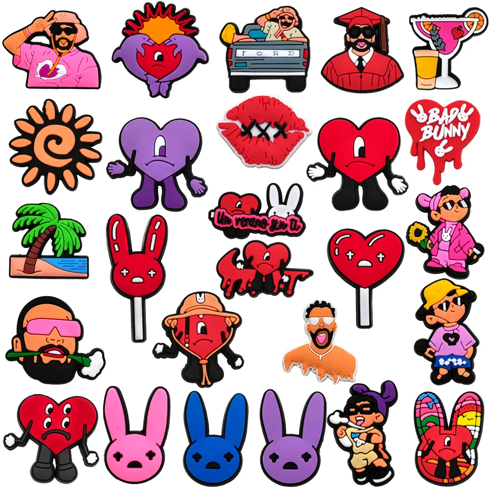 22Pcs/Set bad bunny Shoe Charms DIY Shoe Buckle Accessories PVC Shoe Decorations Christmas Gifts