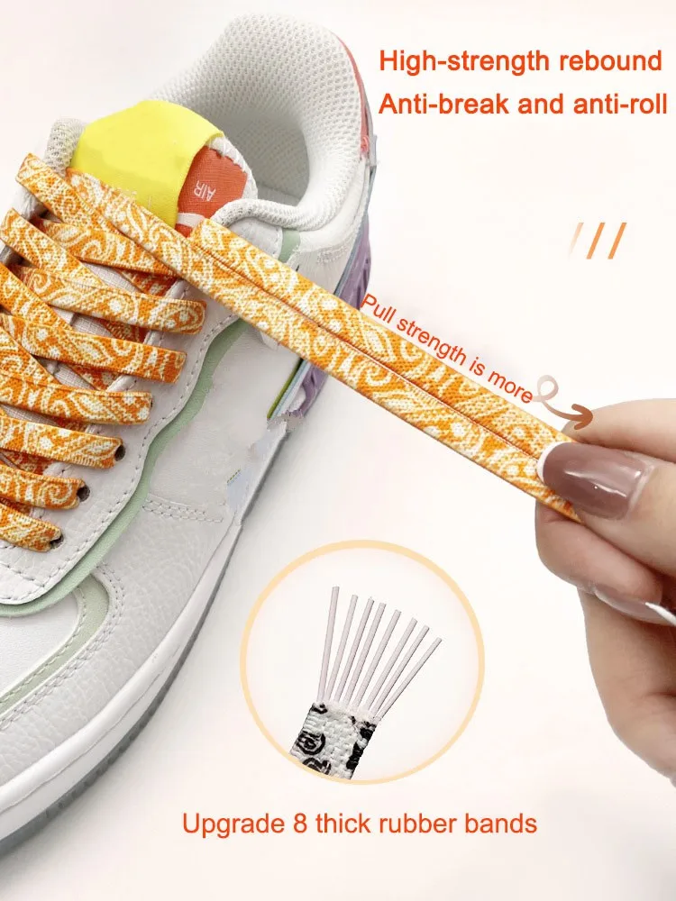 1Pair Elastic laces Sneakers Kids Adult 8MM Flat Shoelace without ties AF1/AJ No tie Shoelaces for Shoes Accessories