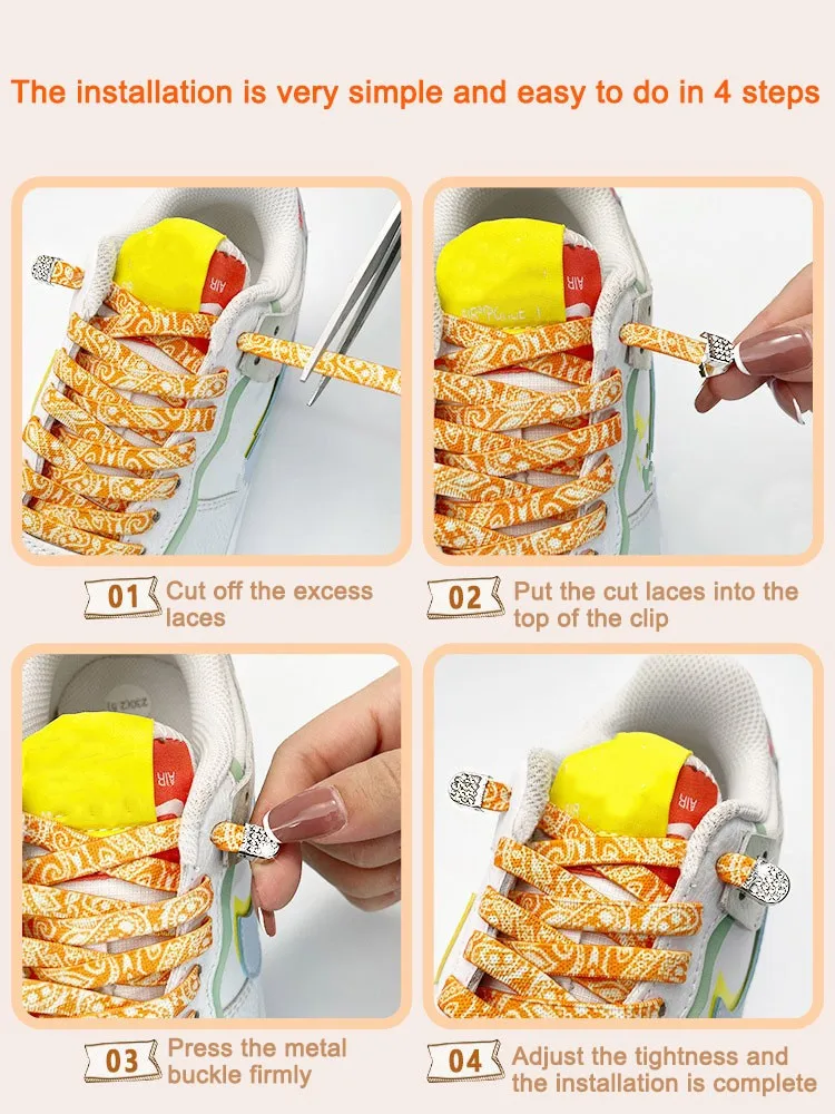 1Pair Elastic laces Sneakers Kids Adult 8MM Flat Shoelace without ties AF1/AJ No tie Shoelaces for Shoes Accessories