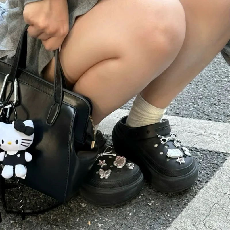 Hello Kitty Shoe Charms Set Silver Katie KT Cat Girls Women Sandals Accessories Hole Shoes Slippers & Clogs Decoration