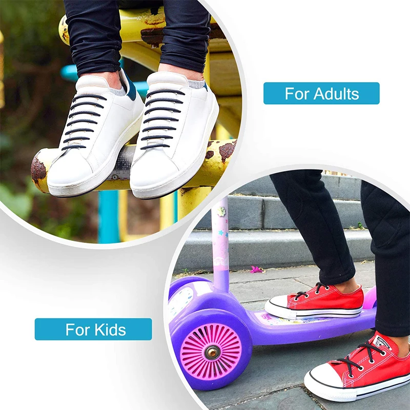 16pcs/lot No Tie Shoelace Lacing Special Silicone Elastic Shoelaces Kid Adult Sneakers Quick Shoe Lace Creative Lazy Rubber Lace