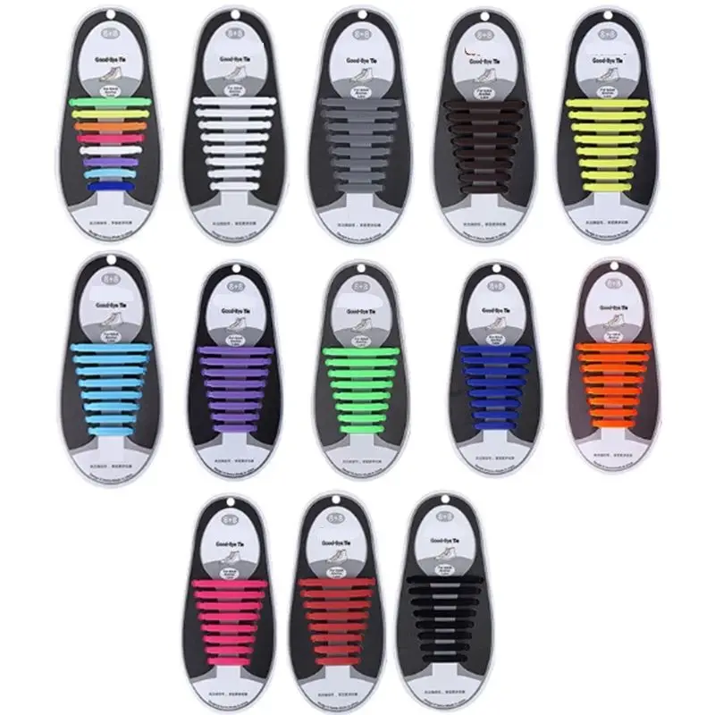 16pcs/lot No Tie Shoelace Lacing Special Silicone Elastic Shoelaces Kid Adult Sneakers Quick Shoe Lace Creative Lazy Rubber Lace