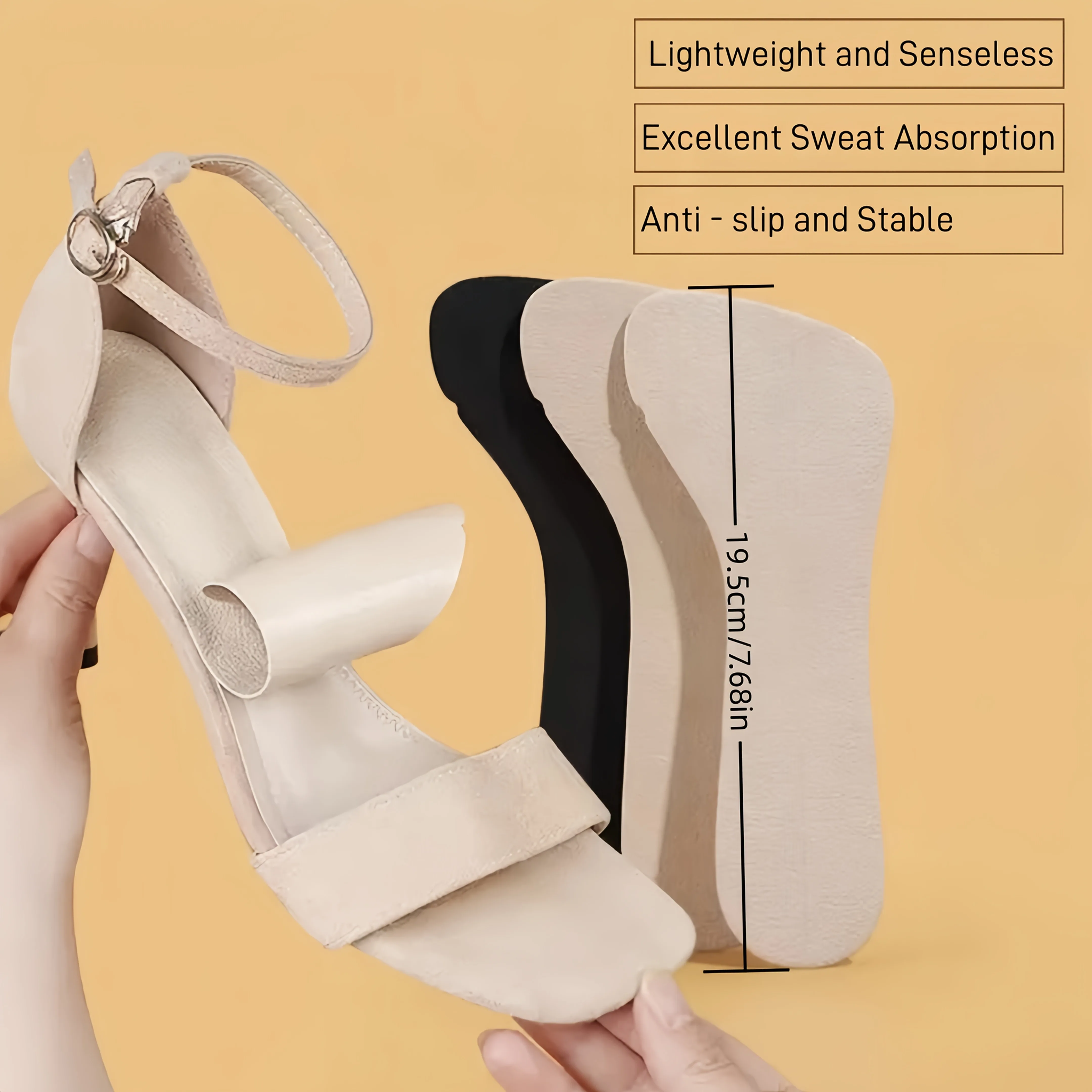 Women’s Sandal Insoles | Ultra-Thin Anti-Slip Foot Pads, Sweat-Absorbing Adhesive Inserts for Secure Fit & Walking Comfort