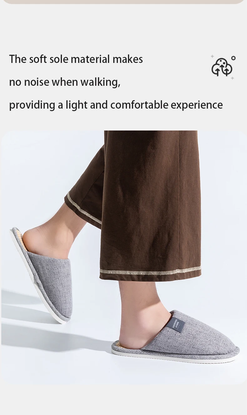 Men's Linen House Slippers, Non-Slip Soft Indoor Shoes, Breathable Comfort for Spring and Fall, Simple Closed-Toe Design