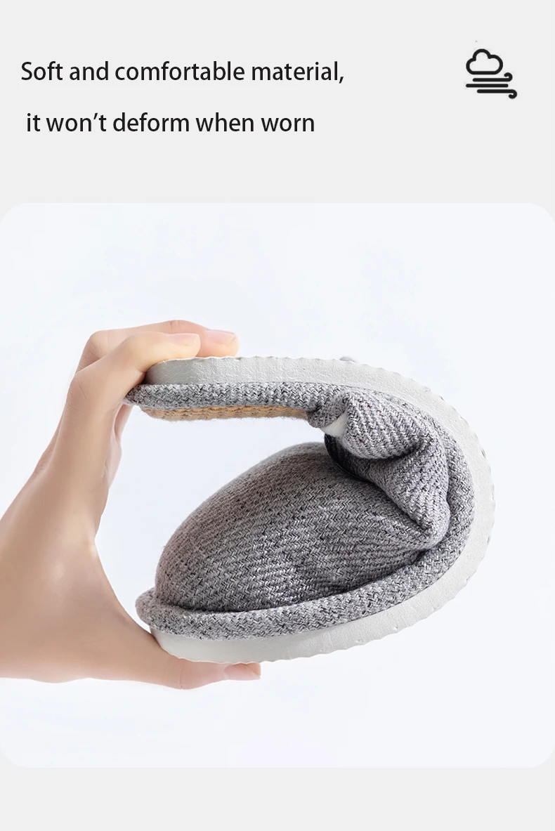 Men's Linen House Slippers, Non-Slip Soft Indoor Shoes, Breathable Comfort for Spring and Fall, Simple Closed-Toe Design