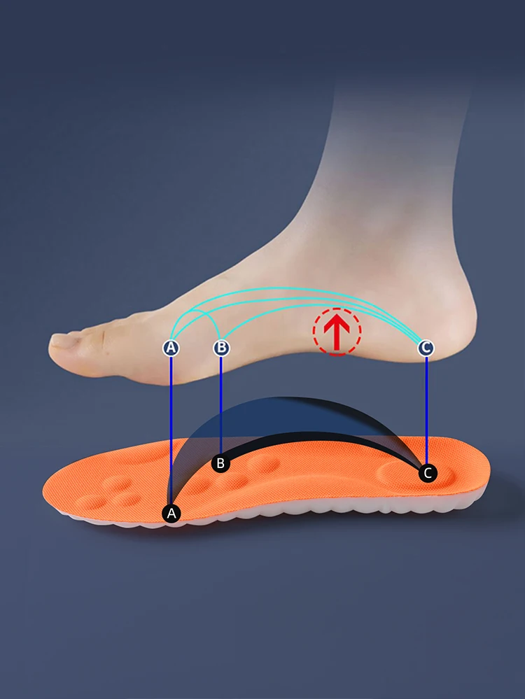 1pairs Latex Sport Insoles Soft High Elasticity Shoe Pads Orthotic Breathable Shock Absorption Cushion Arch Support Insole