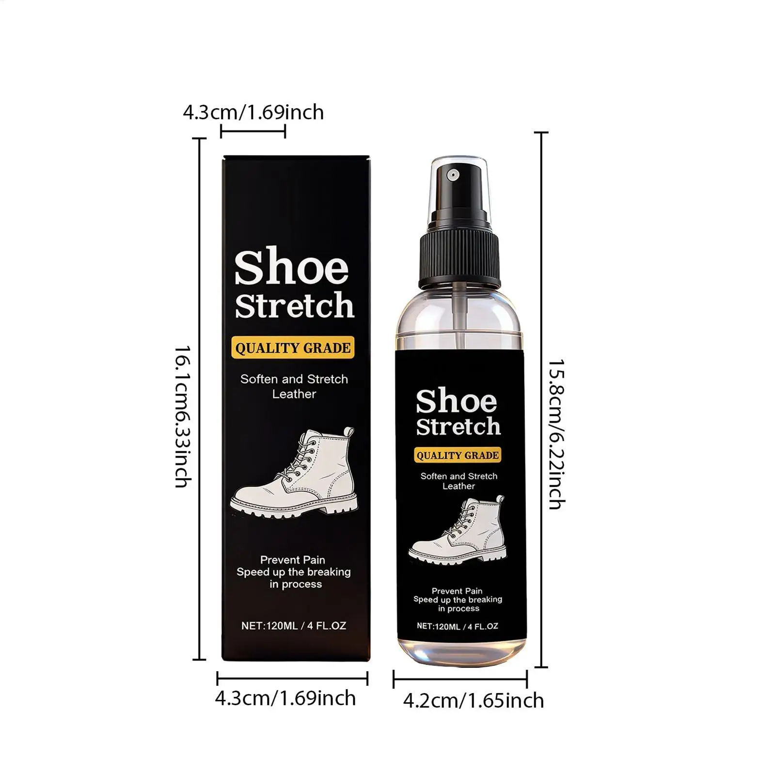 120ml Shoe Stretcher Spray Softening Stretching Liquid Professional Boot Stretcher Spray for leather, suede canvas softeners