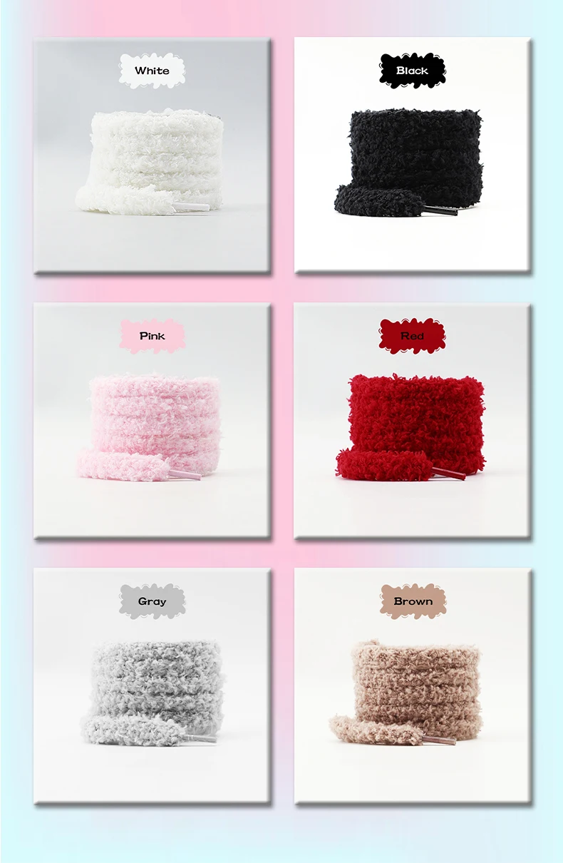 Thick Fluffy Plush Shoelaces 1cm Wide Anti-Fade Soft Fuzzy Laces Fashion Decor Replacement Laces for Most Sneakers & Daily Shoes