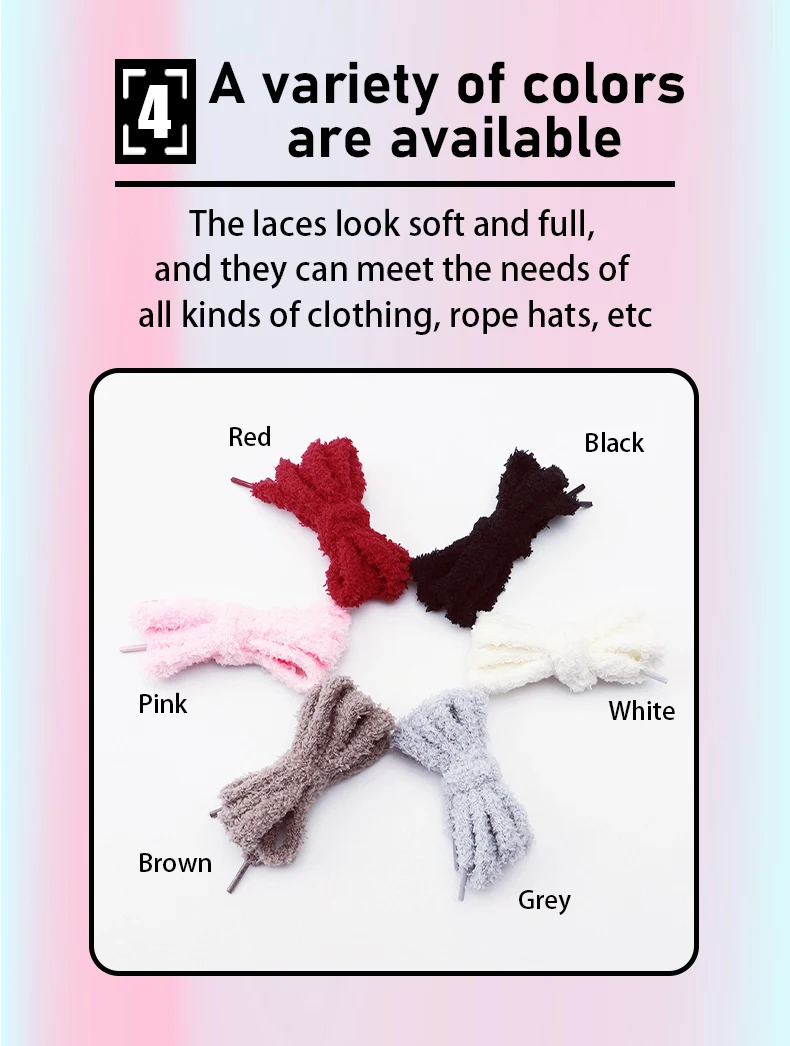 Thick Fluffy Plush Shoelaces 1cm Wide Anti-Fade Soft Fuzzy Laces Fashion Decor Replacement Laces for Most Sneakers & Daily Shoes