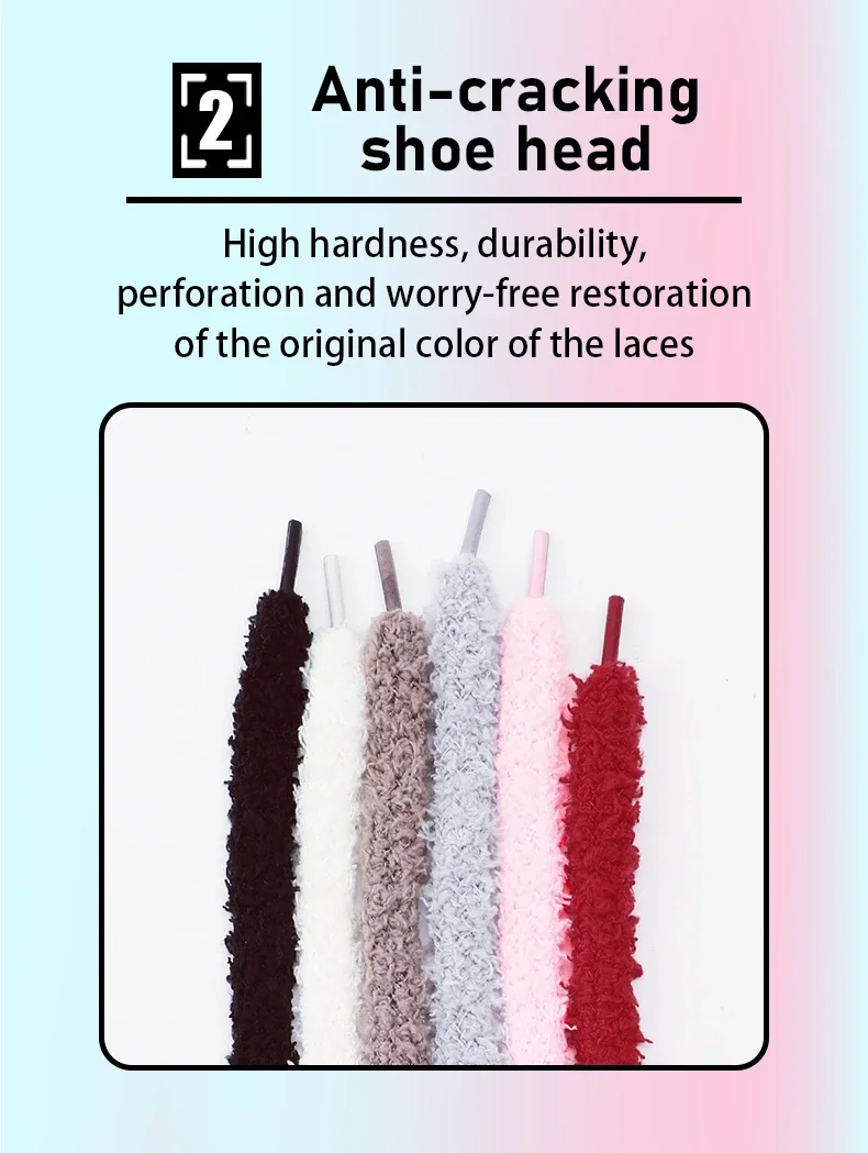 Thick Fluffy Plush Shoelaces 1cm Wide Anti-Fade Soft Fuzzy Laces Fashion Decor Replacement Laces for Most Sneakers & Daily Shoes