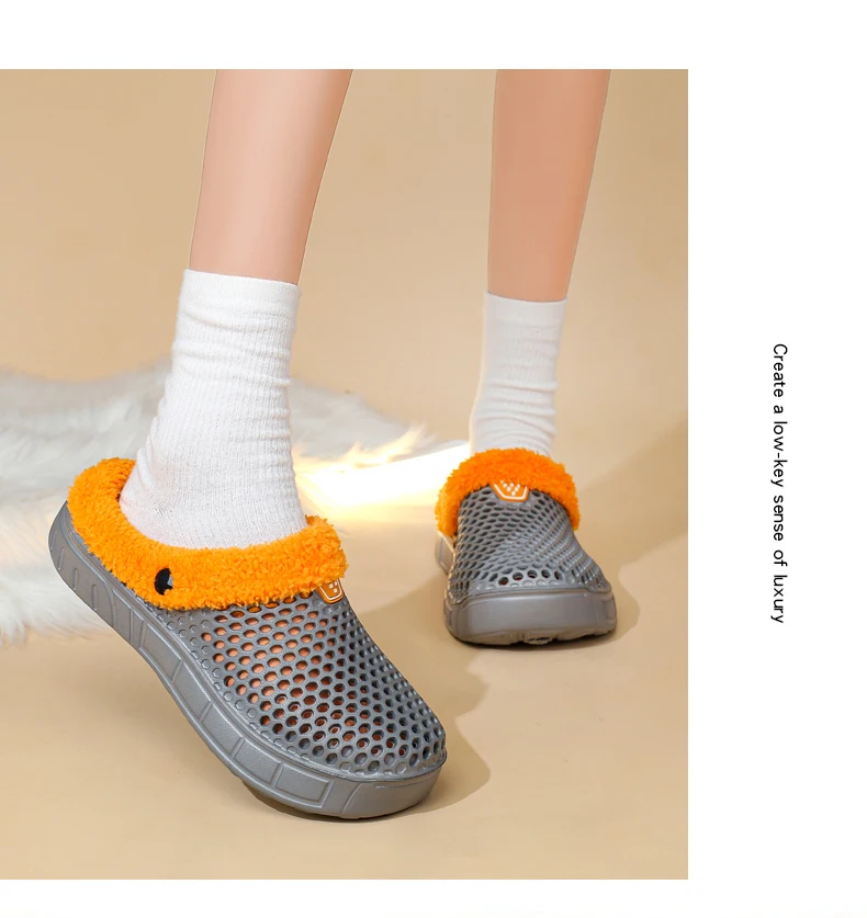 Winter Couple Fuzzy Slippers Women Men, Warm Fur Lined Mule House Shoes for Indoor Outdoor Cozy Comfortable Non-Slip Soft Slippe