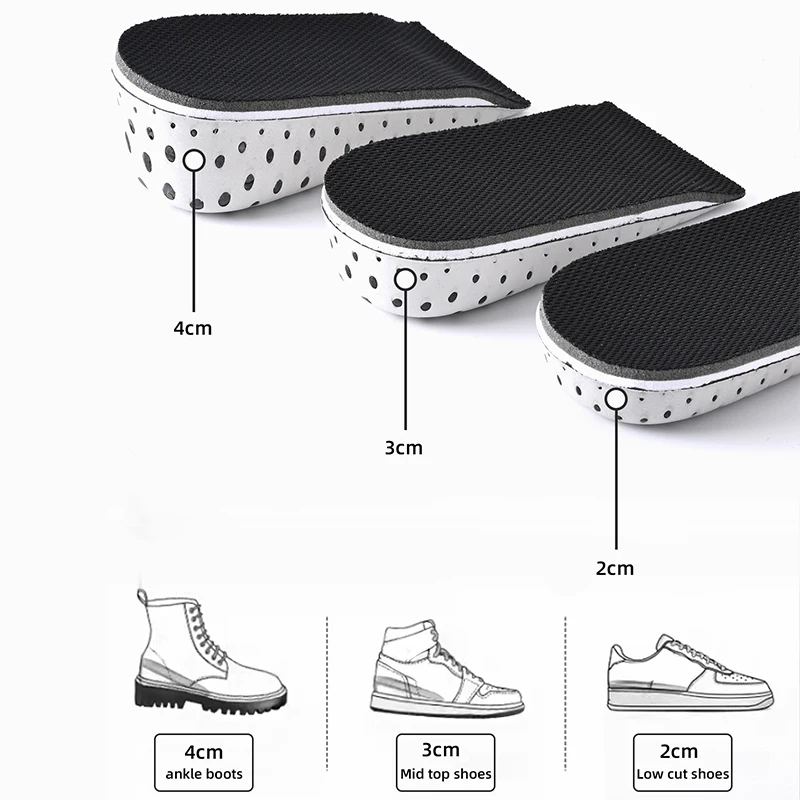 1 Pair Height Increase Insole Breathable Memory Foam Heel Lifting Inserts Shoe Lifts Shoe Pads Elevator Insoles for Unisex