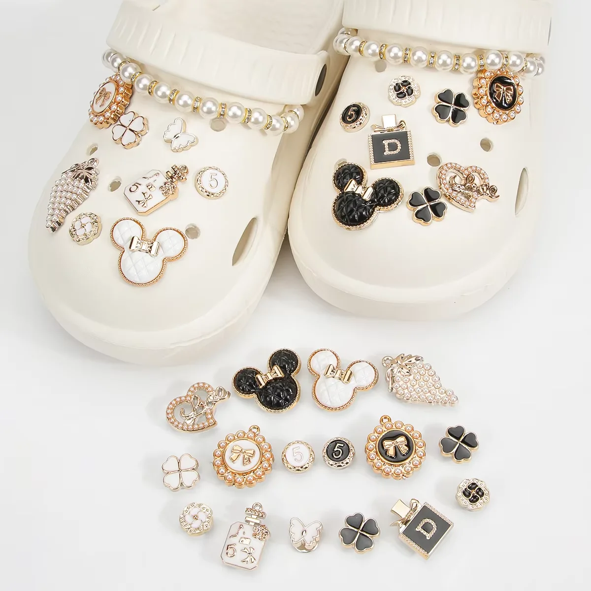 DIY Series Holey Shoes Flower Accessories Girl Shoe Accessories Kit Pearl Shoe Chain Decorations