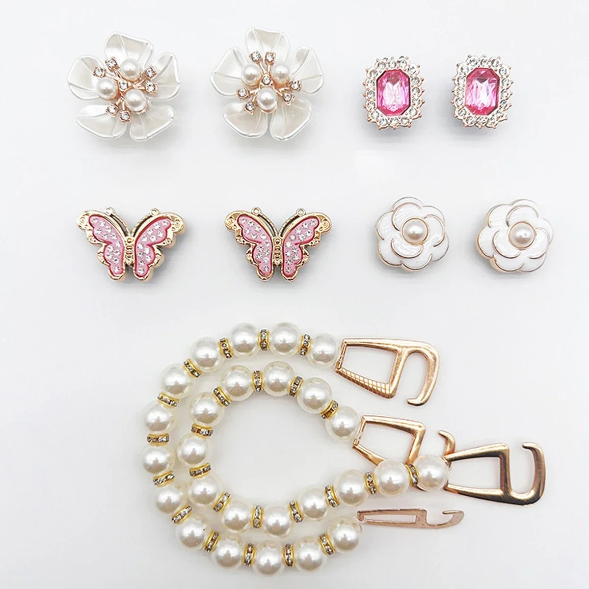 DIY Series Holey Shoes Flower Accessories Girl Shoe Accessories Kit Pearl Shoe Chain Decorations