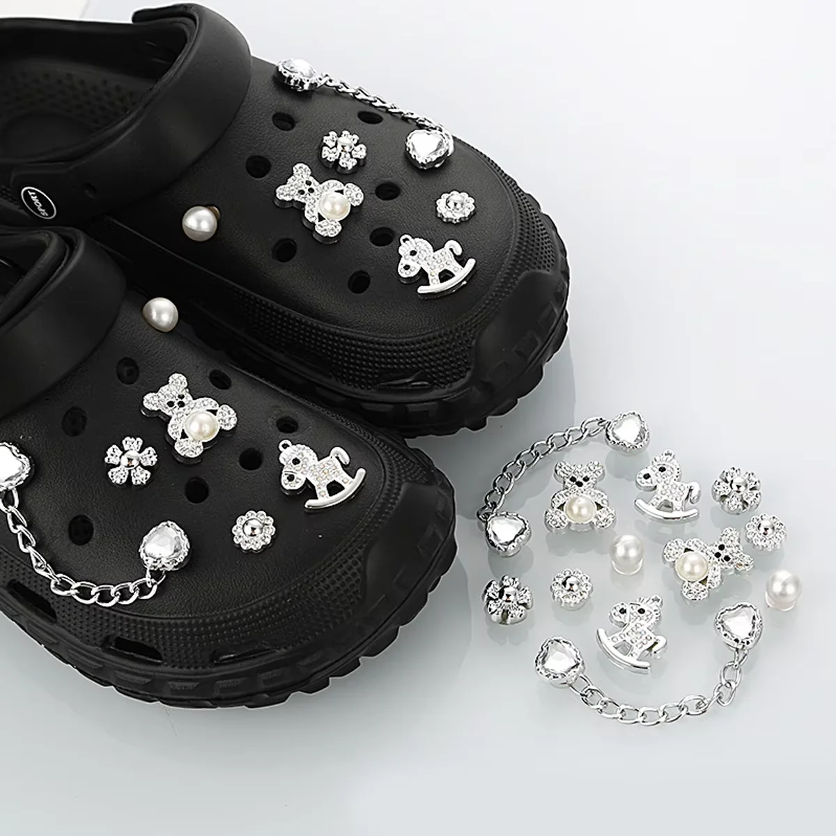 DIY Series Holey Shoes Flower Accessories Girl Shoe Accessories Kit Pearl Shoe Chain Decorations