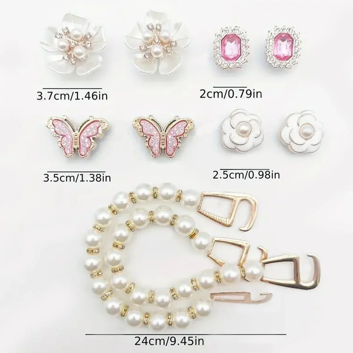 DIY Series Holey Shoes Flower Accessories Girl Shoe Accessories Kit Pearl Shoe Chain Decorations
