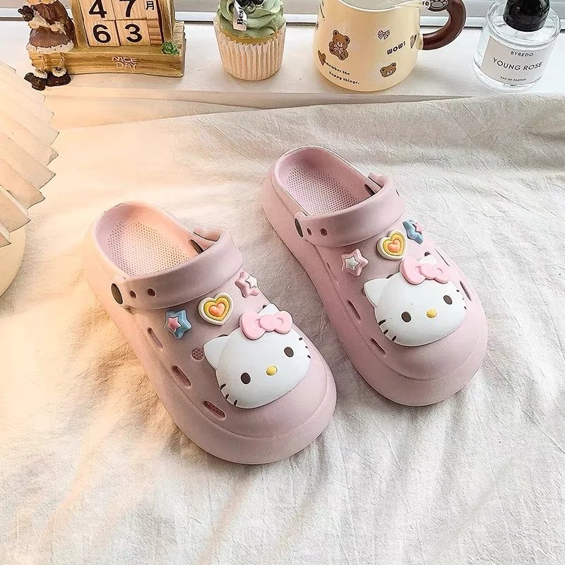 Hello Kitty Cute Shoe Charms Set Cartoon KT Cat Hole Shoes Accessories DIY Shoes Slippers & Clogs Gifts For Girls Christmas