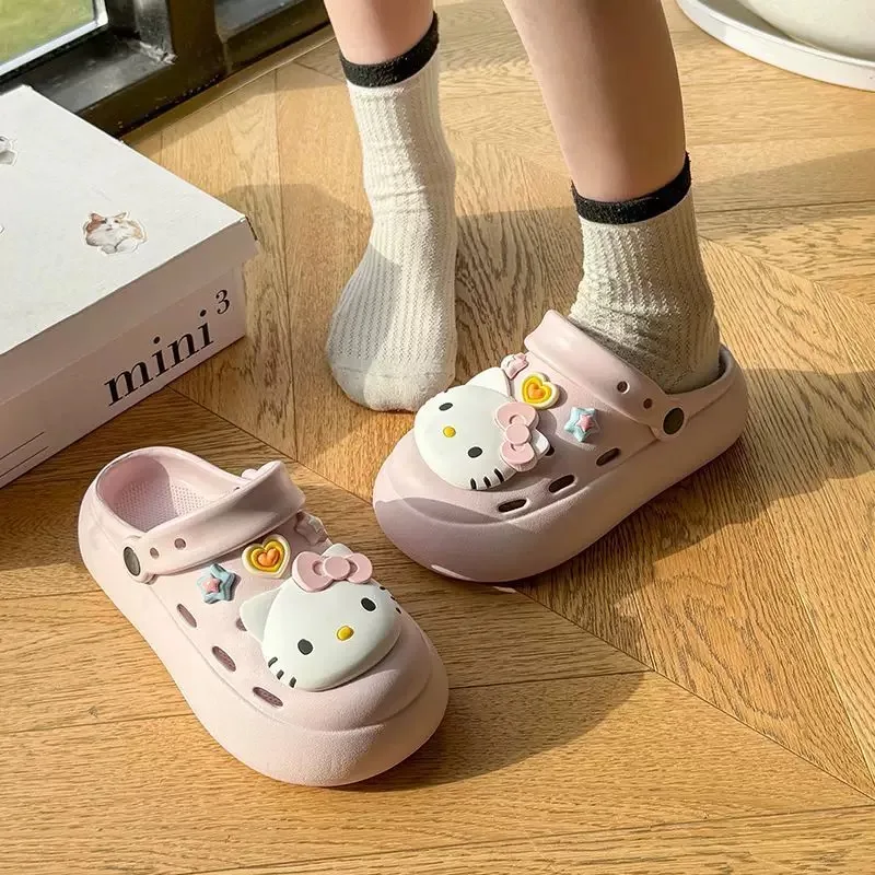 Hello Kitty Cute Shoe Charms Set Cartoon KT Cat Hole Shoes Accessories DIY Shoes Slippers & Clogs Gifts For Girls Christmas