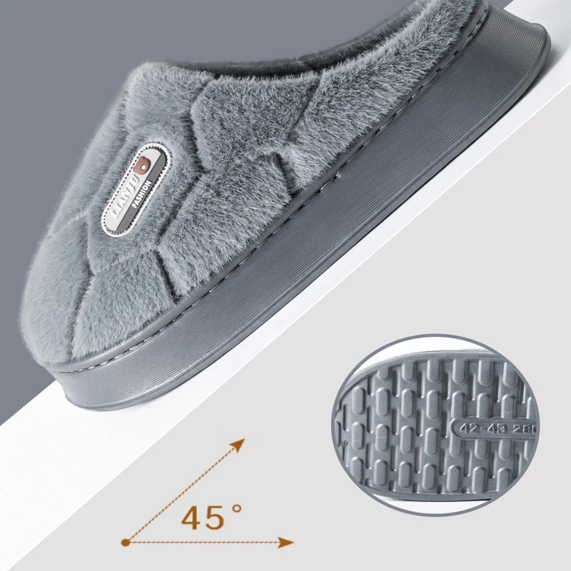 Trend Winter Couple Indoor Non-slip For Men Women Flip Flops Warm Slippers Home Slides Casual bedroom Soft Shoes Big Size 50 51