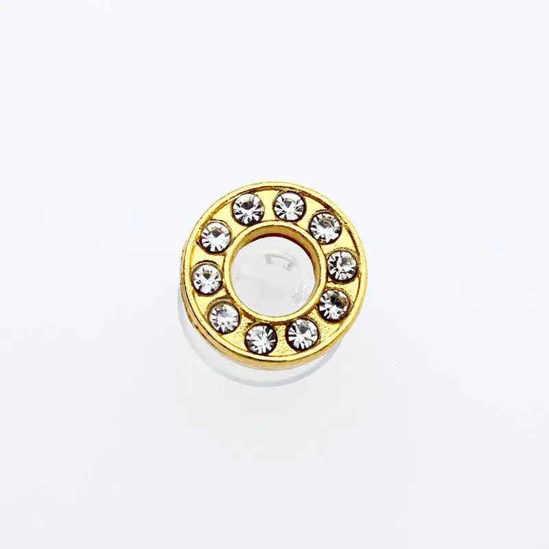 Golden Letters Crystal Diamond Alloy Charms Accessories Fashion Soft PVC Shoes Buckle Kids Decoration Design Wholesale 1Pcs