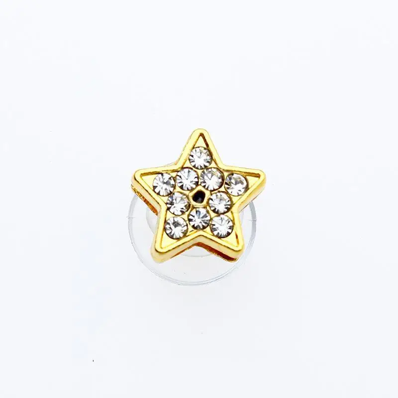 Golden Letters Crystal Diamond Alloy Charms Accessories Fashion Soft PVC Shoes Buckle Kids Decoration Design Wholesale 1Pcs