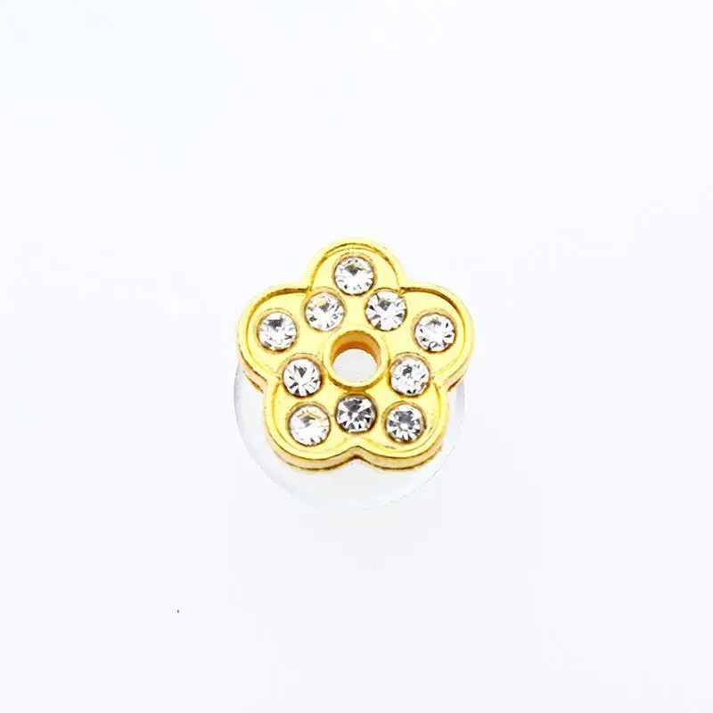 Golden Letters Crystal Diamond Alloy Charms Accessories Fashion Soft PVC Shoes Buckle Kids Decoration Design Wholesale 1Pcs