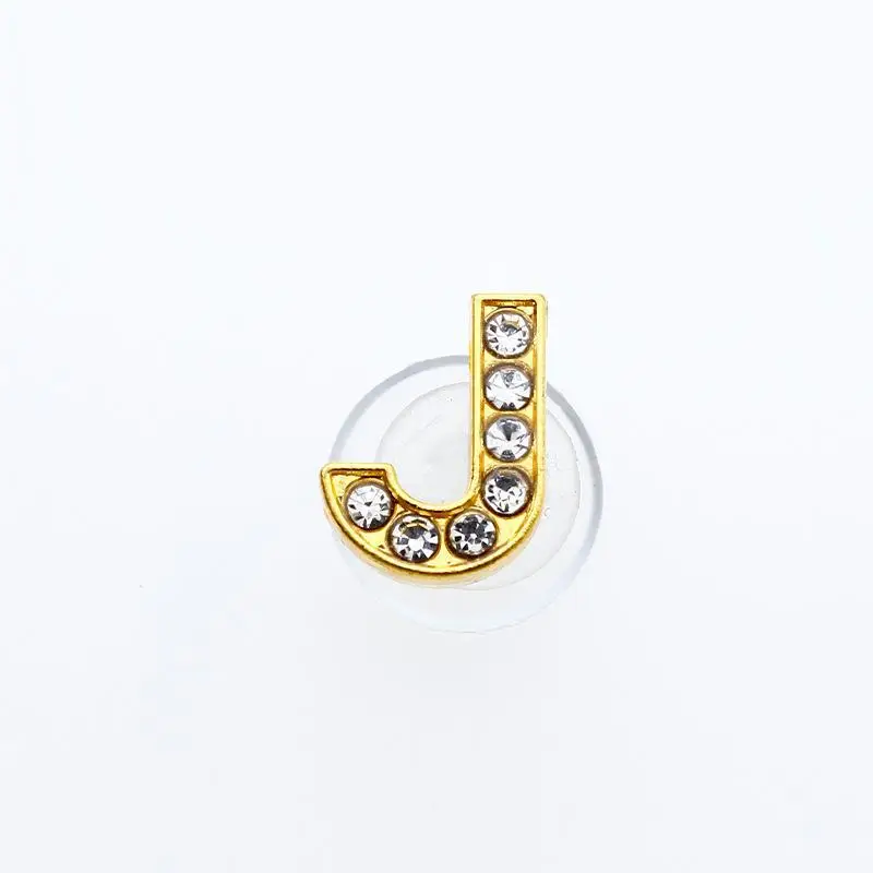 Golden Letters Crystal Diamond Alloy Charms Accessories Fashion Soft PVC Shoes Buckle Kids Decoration Design Wholesale 1Pcs
