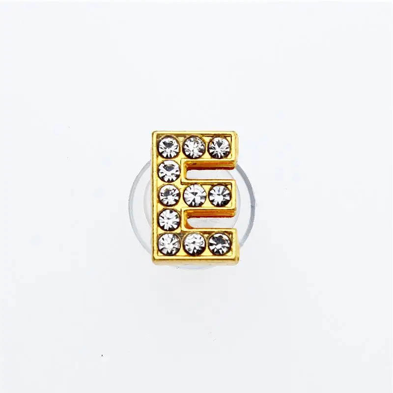 Golden Letters Crystal Diamond Alloy Charms Accessories Fashion Soft PVC Shoes Buckle Kids Decoration Design Wholesale 1Pcs