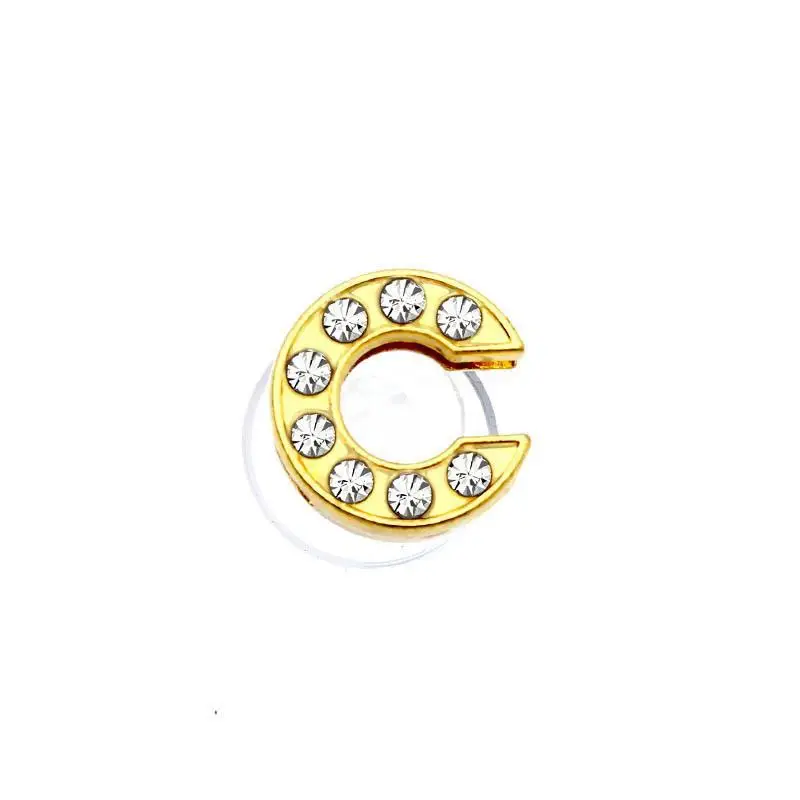 Golden Letters Crystal Diamond Alloy Charms Accessories Fashion Soft PVC Shoes Buckle Kids Decoration Design Wholesale 1Pcs