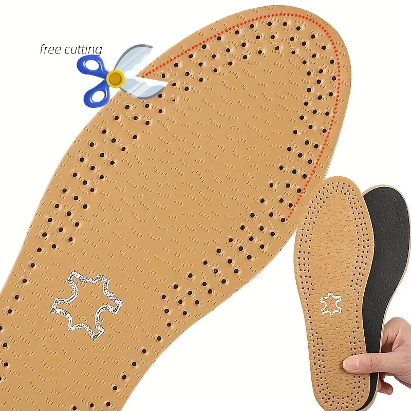 Ultra-Thin Breathable Soft Leather insoles,Suitable for Both Men And Women,Can Be Manually Cut to The Desired Size