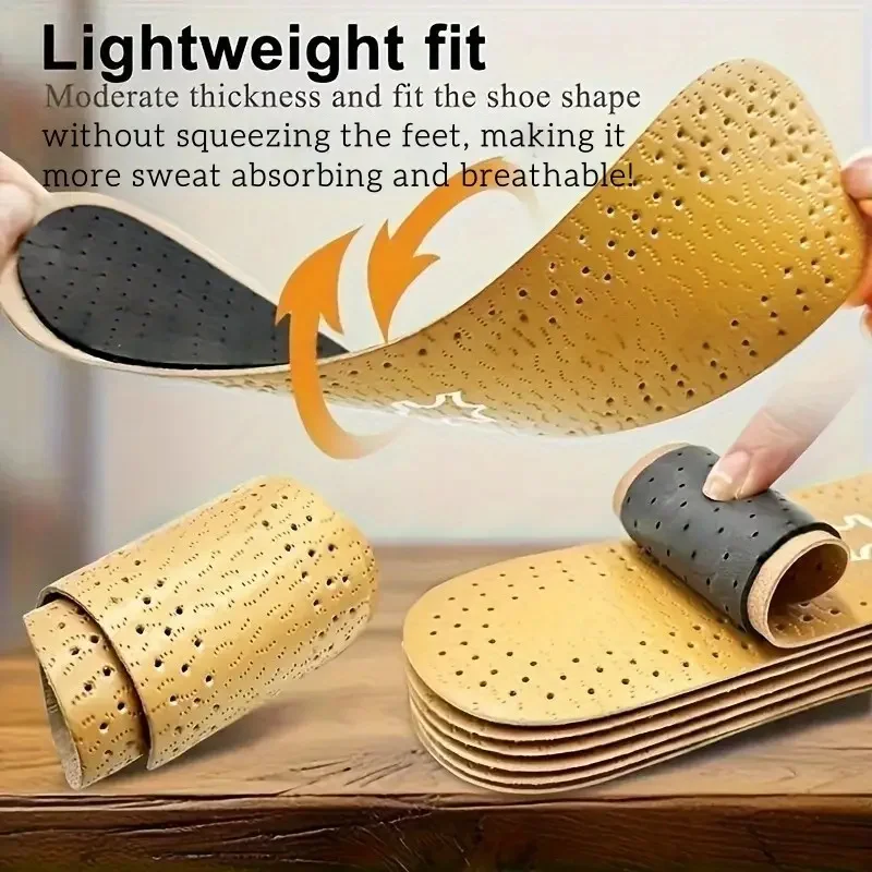 Ultra-Thin Breathable Soft Leather insoles,Suitable for Both Men And Women,Can Be Manually Cut to The Desired Size