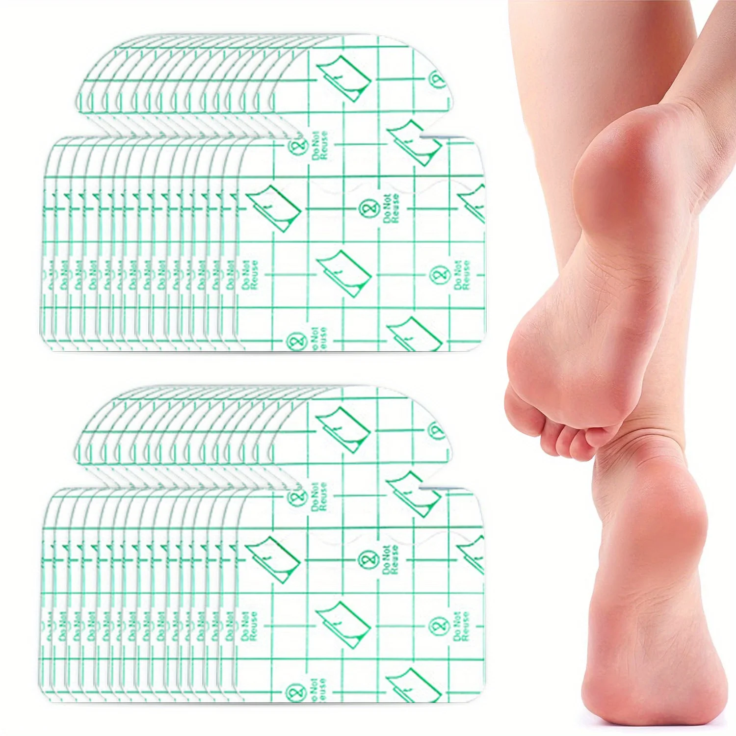30 Pieces of Invisible Anti-Moisture Heel Pads, Breathable Cushioning Pads, Moisturizing and Repairing for Dry Cracked Heels, Heel Protection Pads, Skin-Friendly Soft Patches, Sensitive Beige Diabetic Foot Care